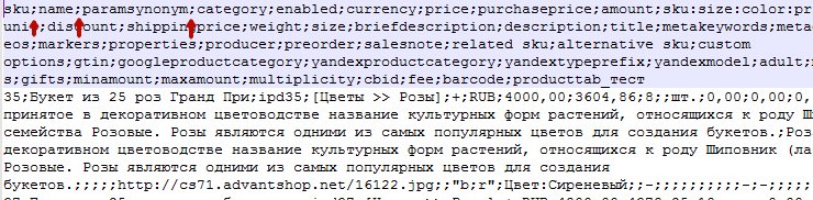 Экспорт товаров через файл CSV в формате 1.0 - 3584
