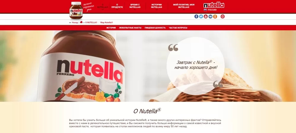 Пример позиционирования бренда Nutella